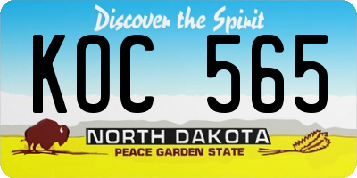 ND license plate KOC565