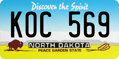 ND license plate KOC569