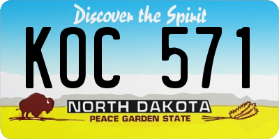 ND license plate KOC571