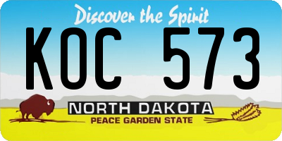 ND license plate KOC573