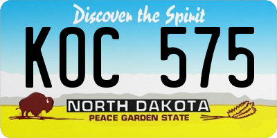 ND license plate KOC575
