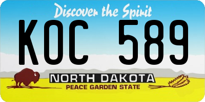 ND license plate KOC589