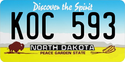 ND license plate KOC593