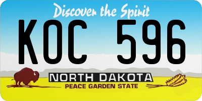 ND license plate KOC596
