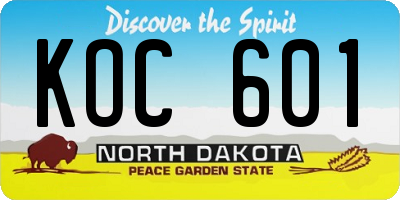 ND license plate KOC601