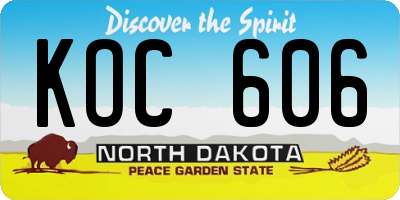 ND license plate KOC606