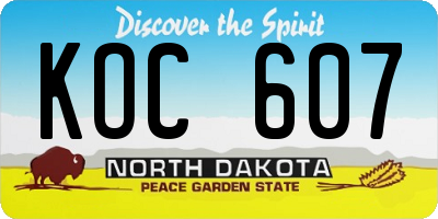 ND license plate KOC607