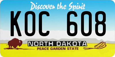 ND license plate KOC608