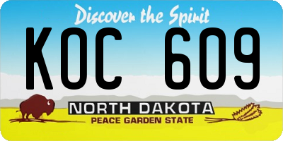 ND license plate KOC609