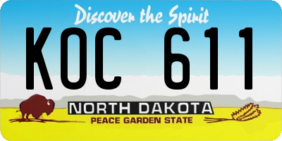 ND license plate KOC611