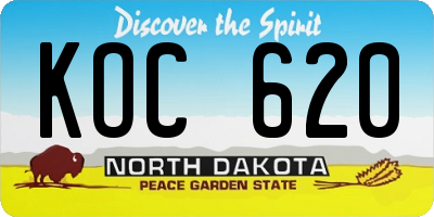 ND license plate KOC620
