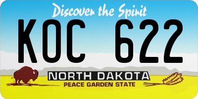 ND license plate KOC622