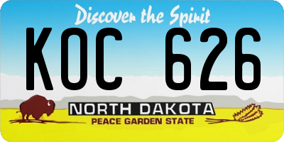 ND license plate KOC626