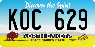 ND license plate KOC629