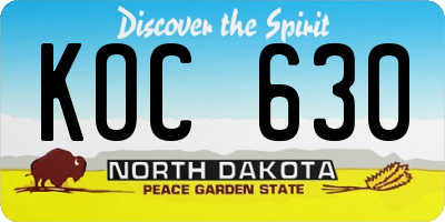 ND license plate KOC630