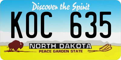 ND license plate KOC635