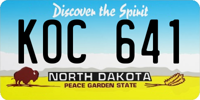 ND license plate KOC641