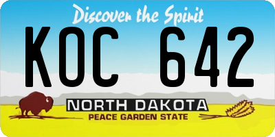 ND license plate KOC642