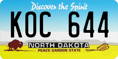 ND license plate KOC644