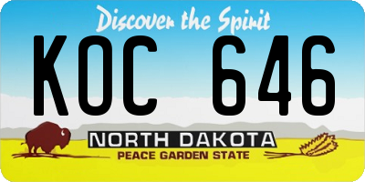 ND license plate KOC646