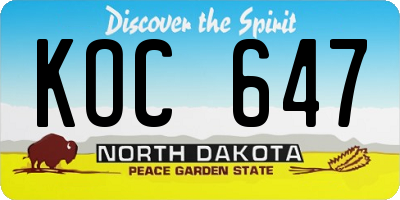 ND license plate KOC647