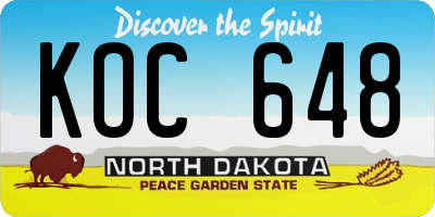 ND license plate KOC648