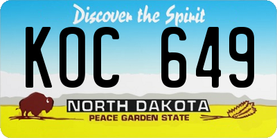 ND license plate KOC649