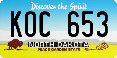 ND license plate KOC653