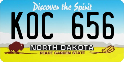 ND license plate KOC656