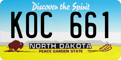 ND license plate KOC661