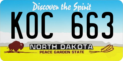 ND license plate KOC663