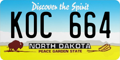 ND license plate KOC664