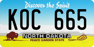 ND license plate KOC665