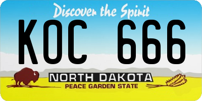 ND license plate KOC666