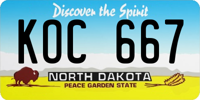 ND license plate KOC667