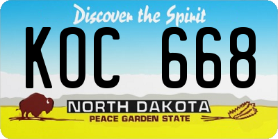 ND license plate KOC668