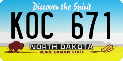 ND license plate KOC671