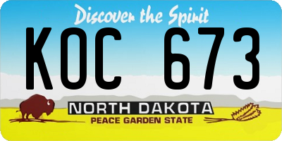 ND license plate KOC673