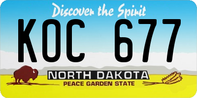 ND license plate KOC677