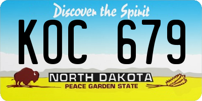 ND license plate KOC679