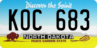 ND license plate KOC683