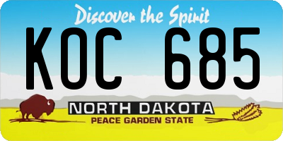 ND license plate KOC685