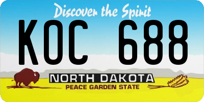 ND license plate KOC688