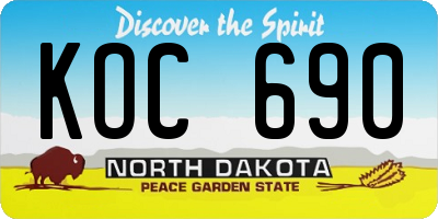 ND license plate KOC690