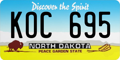 ND license plate KOC695