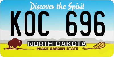 ND license plate KOC696