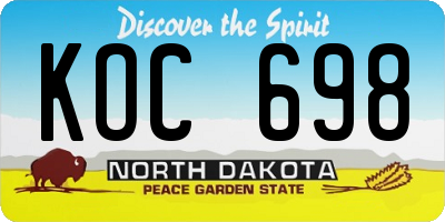 ND license plate KOC698