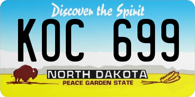 ND license plate KOC699