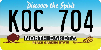 ND license plate KOC704