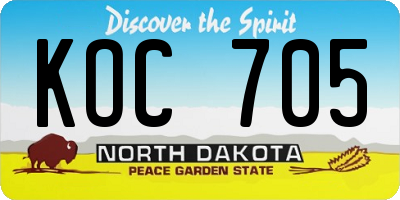 ND license plate KOC705